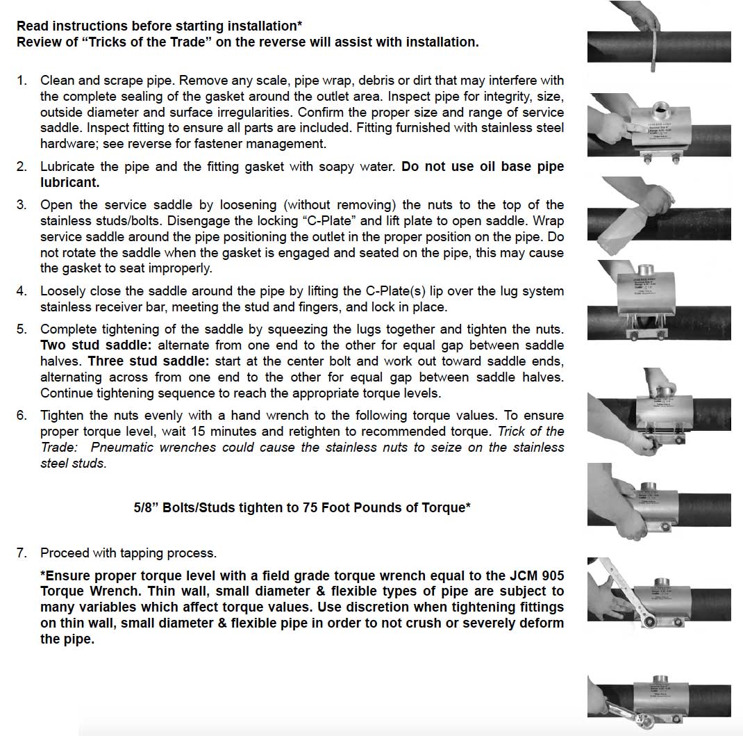 Double Strap Service Saddles TORQUE VALUES